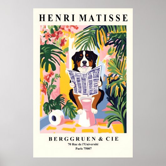 Funny Bernese Mountain Dog Art - Matisse Style Poster (Vorne)