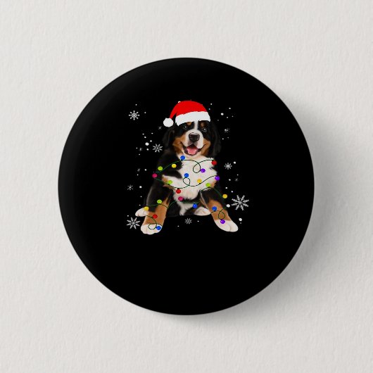 Funny Bernese Mountain Dog Lights Christmas Matchi Button (Vorderseite)