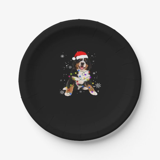 Funny Bernese Mountain Dog Lights Christmas Matchi Pappteller (Vorderseite)