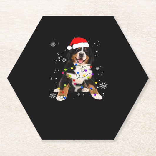 Funny Bernese Mountain Dog Lights Christmas Matchi Untersetzer (Vorderseite)