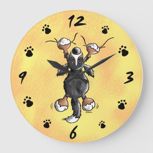 Funny Bernese Mountain Dog Wall Clock Große Wanduhr (Vorderseite)