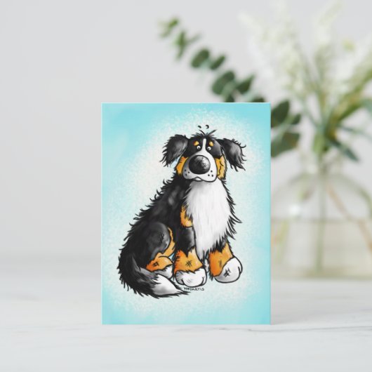 Funny Bernese Mountain Hund Cartoon Postcard Postkarte (Stehend Vorderseite)
