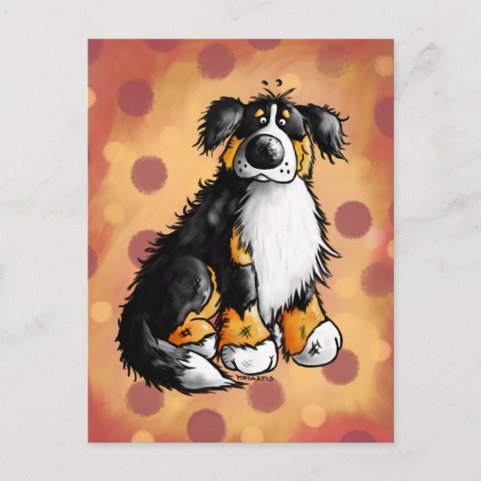 Funny Bernese Mountain Hund Cartoon Postcard Postkarte (Vorderseite)