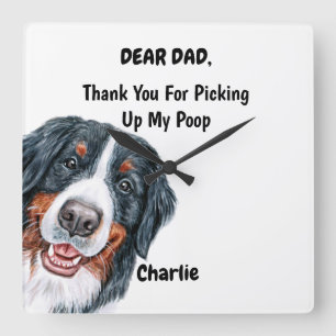 Funny Bernese Vater Frische Pasta machen Quadratische Wanduhr