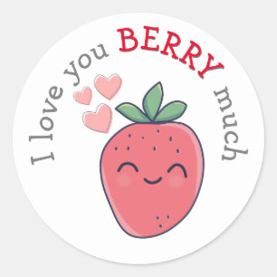 Funny Berry I Liebe You Runder Aufkleber