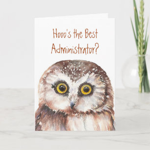 Funny Best Administrator? Thank You Wise Owl Humor Dankeskarte