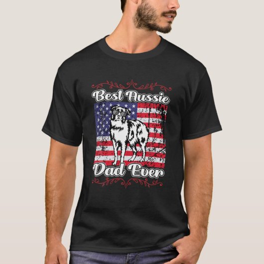 Funny Best Aussie Vater Ever Australian Shepherd D T-Shirt (Vorderseite)