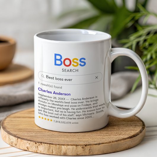 Funny Best Boss Ever Search With Personal Message Kaffeetasse