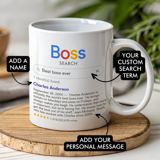 Funny Best Boss Ever Search With Personal Message Kaffeetasse