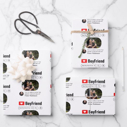 Funny Best Boyfriend Ever Search Resultat Geschenkpapier Set (Vorderseite)