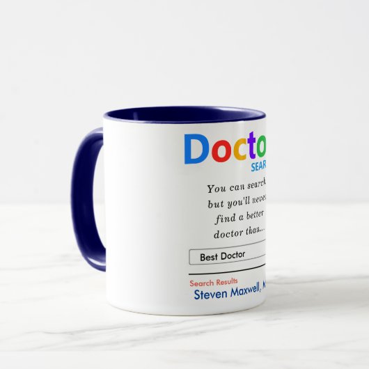 Funny Best Doctor Search Danke Tasse (Vorderseite Links)