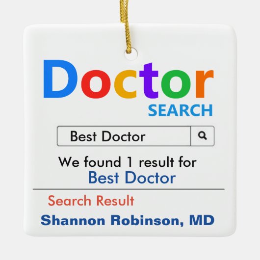 Funny Best Doctor Search Keramikornament (Vorderseite)