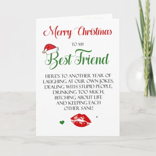 Funny Best Friends Christmas Card für Bestie Karte (Vorderseite)