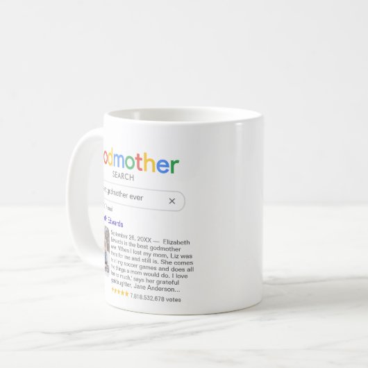 Funny Best Godmutter je Suchergebnis mit Foto Kaffeetasse (Vorderseite Links)