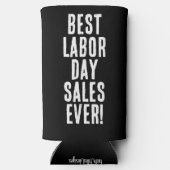 Funny "Best Labour Day Sales überhaupt". Schwarz u Selters Dosenkühler (Rückseite)