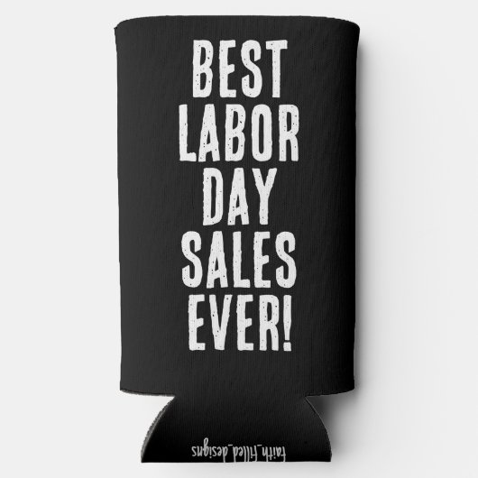Funny "Best Labour Day Sales überhaupt". Schwarz u Selters Dosenkühler (Rückseite)