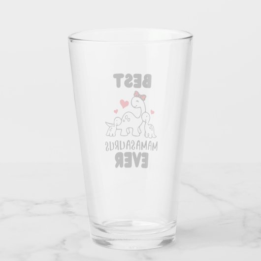 Funny Best Mamasaurus Ever Glass Cup Glas (Rückseite)