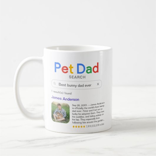 Funny Best Pet Vater je Suchergebnis mit Foto Kaffeetasse (Links)