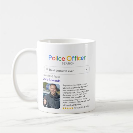 Funny Best Polizist je Suchergebnisse & Foto Kaffeetasse (Links)