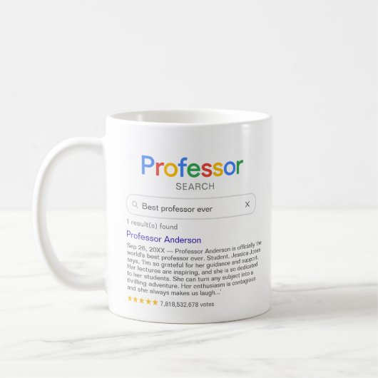 Funny Best Professor Search mit persönlicher Nachr Kaffeetasse (Links)