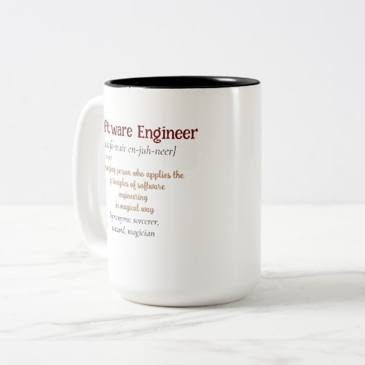 Funny Best Software Engineer Definition Geschenk C Zweifarbige Tasse (Vorderseite Links)