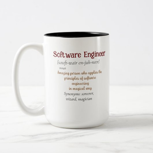 Funny Best Software Engineer Definition Geschenk C Zweifarbige Tasse (Links)