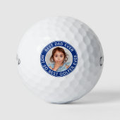 Funny Best Vater Ever Blue White Foto Golfball (Vorderseite)