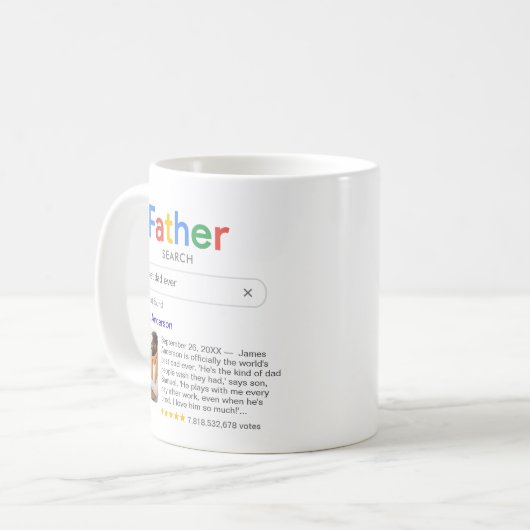 Funny Best Vater Suchergebnisse mit Foto Kaffeetasse (Vorderseite Links)