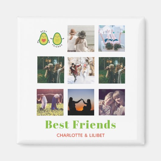 Funny BESTE FREUNDIN FOTO COLLAGE Geschenk Persona Magnet (Vorne)