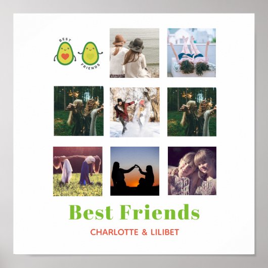 Funny BESTE FREUNDIN FOTO COLLAGE Geschenk Persona Poster (Vorne)