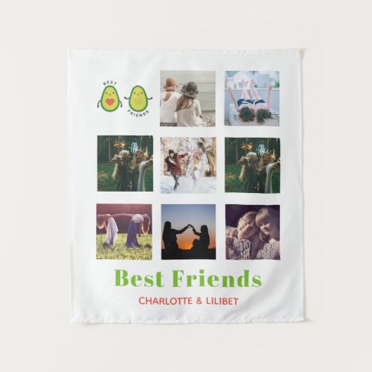 Funny BESTE FREUNDIN FOTO COLLAGE Geschenk Persona Wandteppich (Vorderseite)