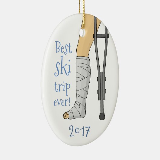 Funny Bester Skiausflug aller Zeiten! Broken Cast Keramikornament (Rechts)