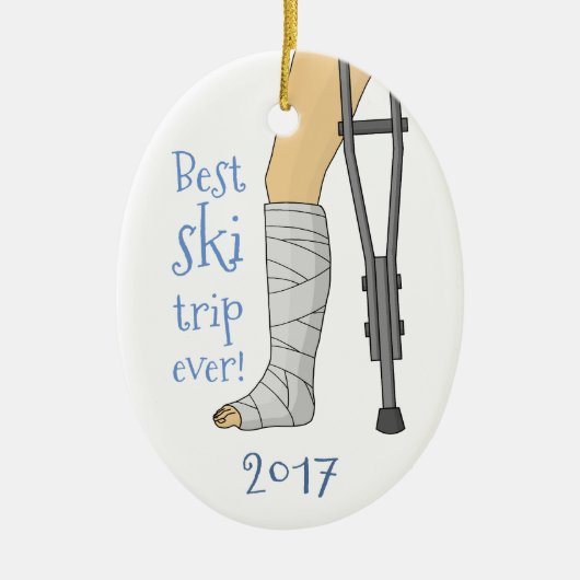 Funny Bester Skiausflug aller Zeiten! Broken Cast Keramikornament (Vorne)