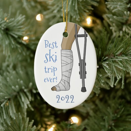 Funny Bester Skiausflug aller Zeiten! Broken Leg C Keramik Ornament (Baum)