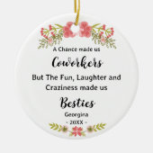 Funny bestie coworker floral wreath personalized keramik ornament (Vorne)