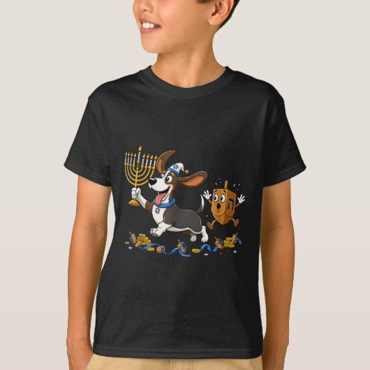 Funny Bet Hound Dreidel Menorah Hanukkah Kids Wome T-Shirt (Vorderseite)