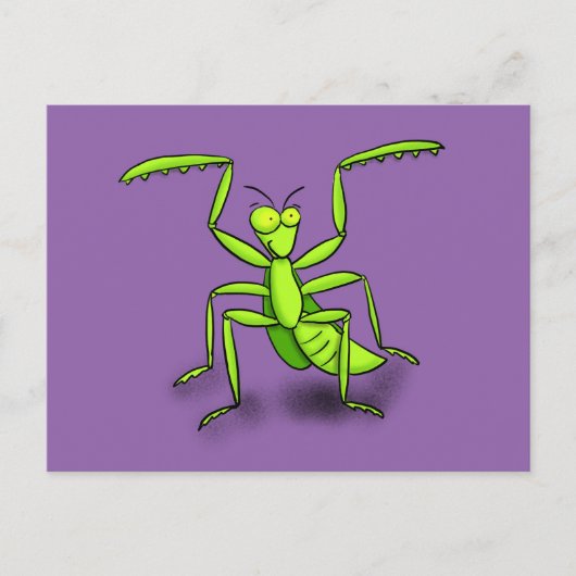 Funny betet mantis Cartoon Postkarte (Vorderseite)