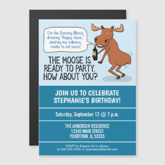 Funny Betrunken Dance Moose Geburtstagsparty Magneteinladung