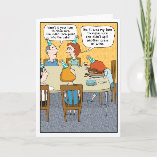 Funny Betrunken Face in Cake Birthday Karte (Vorderseite)