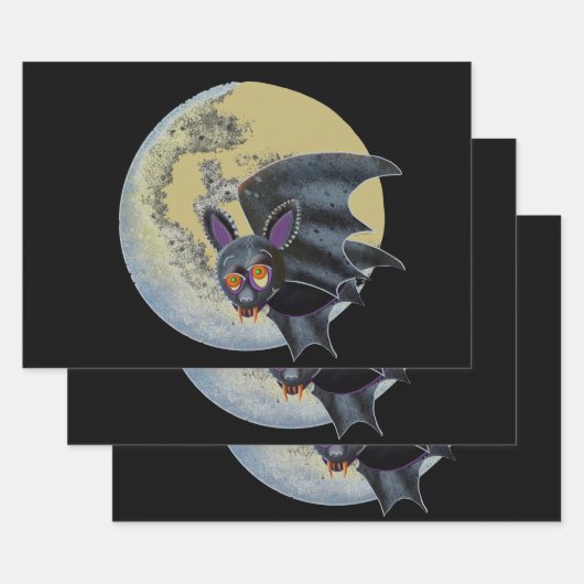 Funny Betrunken Halloween Full Moon Bat Geschenkpapier Set (Set)