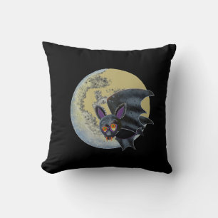 Funny Betrunken Halloween Full Moon Bat Kissen