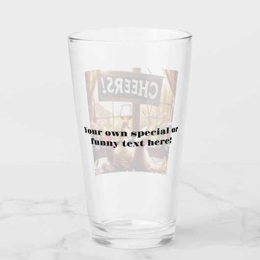 Funny Betrunken Rooster Bierglas Glas (Rückseite)