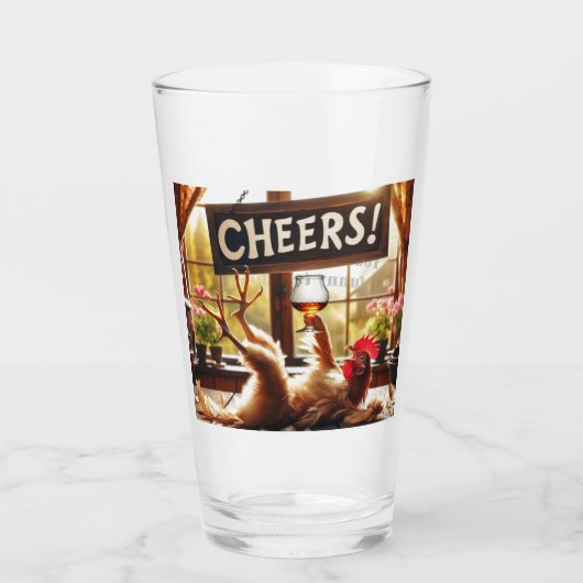Funny Betrunken Rooster Bierglas Glas (Vorderseite)