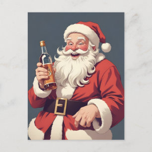 Funny Betrunken Santa Feiertagspostkarte