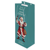 Funny Betrunken Santa Geschenktüte Für Weinflaschen (Rückseite Schrägansicht)