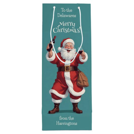 Funny Betrunken Santa Geschenktüte Für Weinflaschen (Rückseite)