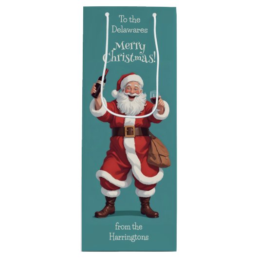 Funny Betrunken Santa Geschenktüte Für Weinflaschen (Vorderseite)