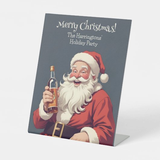 Funny Betrunken Santa Sockelschild (Vorderseite)