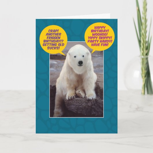 Funny Bi-Polar Birthday Bear Karte (Vorderseite)