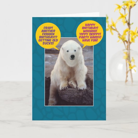Funny Bi-Polar Birthday Bear Karte (Gelbe Blume)